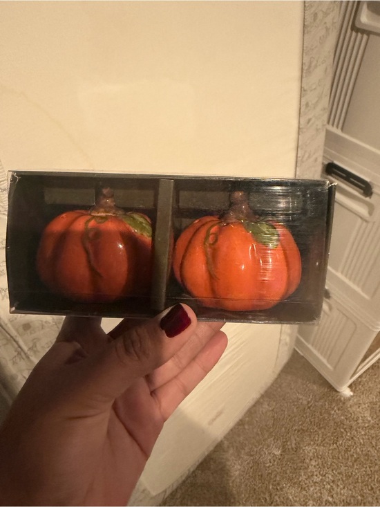 Other - Orange Decorative Ceramic Pumpkin Set - Home Accent